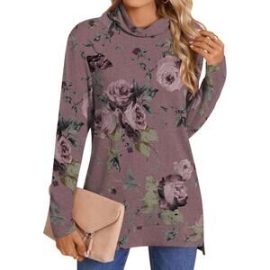 LONGYUAN Women's Tunic Top Long Sleeve Turtleneck Lightweight Sweater